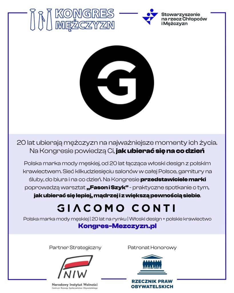 Giacomo Conti - warsztaty "Fason i szyk" na Kongresie Mężczyzn